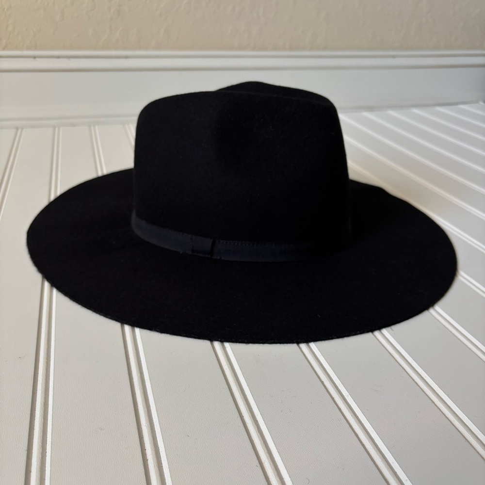 J. Crew | Women's Wide-Brimmed Italian Wool-Felt Hat Size M/L Black NWT